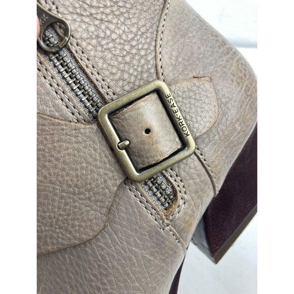 *Kork-Ease Isa Taupe Leather Booties Womens Size 6.5 Moto Buckle Zip Strap Boots - Picture 14 of 16